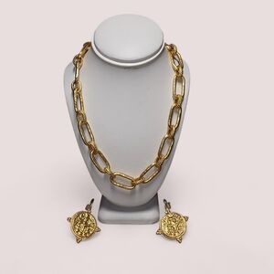 Gold Chain Necklace and Earring Set